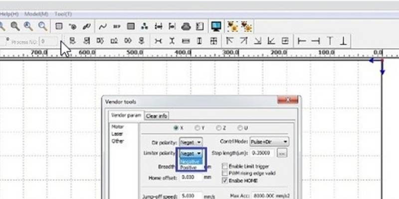 Меняем полярность в программе LaserWork (RDWorks)