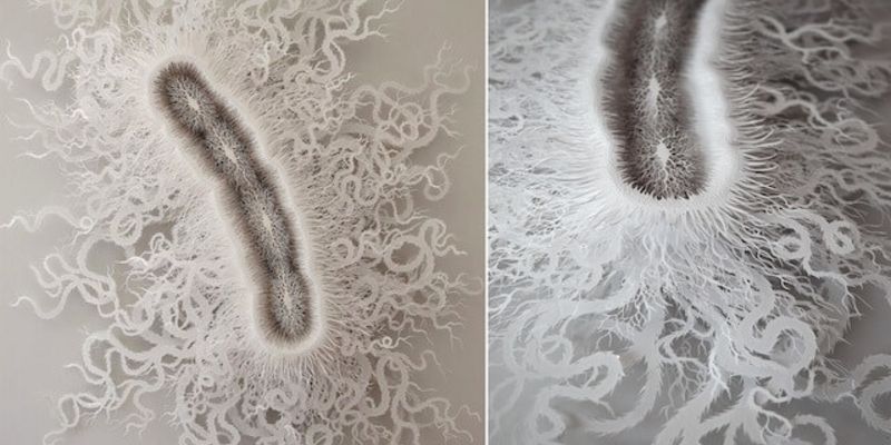 Бактерия сделанная из бумаги на лазерном станке