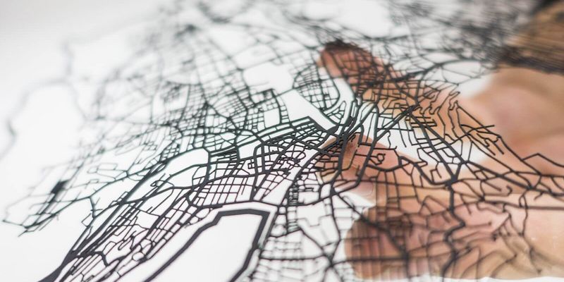 Карта города Цюриха выполненная из картона на лазерном станке